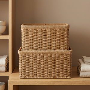 Artex Hai Nam Modern Rattan Storage <b>Baskets</b> with Handles Eco-Friendly Multi-Purpose <b>for</b> Home & Hotel Use - Product Image 4