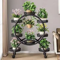 Support de fleurs d'intérieur en fer forgé avec plusieurs étagères et roues pour la maison salon ou balcon pots de fleurs et jardinières