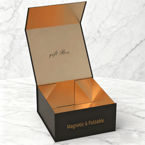 Custom Wholesale Luxury <b>Black</b> Embossed Matt Lamination <b>Gift</b> Box Foldable Magnetic Rigid Closure Paper <b>Boxes</b> - Product Image 1