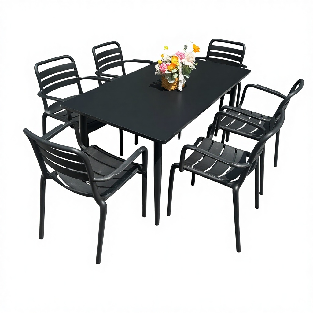 150cm long table + 6 armchairs