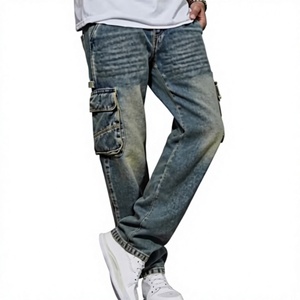 Jeans Cargo Azules Vintage para Hombre, Transpirables, Ligeros, Ecológicos, de Verano, Corte Holgado, con Bolsillos Utilitarios, Estilo Urbano Informal - Product Image 4