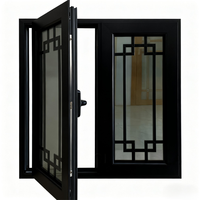 Fenêtre à battant en aluminium moderne et économique, ouverture vers l'intérieur, double vitrage, pour balcon de maison avec grilles de sécurité
