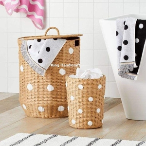 Eco-Friendly Rattan Box Bamboo Woven Modern Japandi Storage Organizer Laundry <b>Hamper</b> 6-10L Capacity for Kid Room - Product Image 2