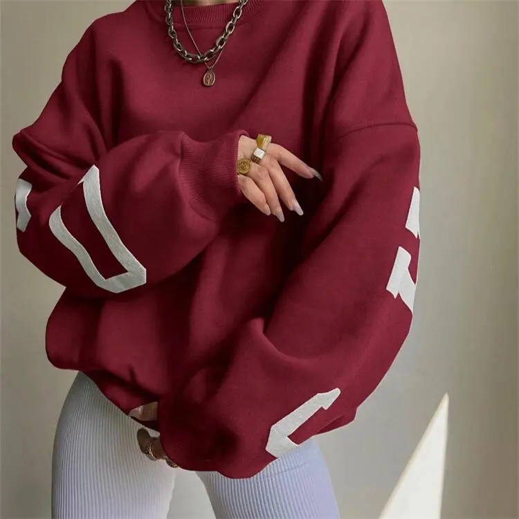 Custom New Style OEM Casual Pullover Streetwear Heavyweight Logo Printing Crewneck Women Hoodies Sweatshirts