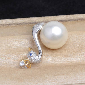 Pendentif baroque vide en argent Wenchi S925, modèle 13033, accessoire de bricolage pour bijoux en perles, design cœur cygne, Chine - Product Image 3