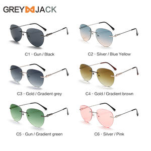 Gafas de sol Greyjack sin marco para mujer, estilo aviador, metal negro, UV400, clase 2, G060 - Product Image 4