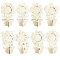 8 Estilos de Marcos de Fotos de Madera sin Pintar para Manualidades, Soporte de Madera Natural para Macetas con Flores, Portafotos de Mesa, Manualidades para Niños
