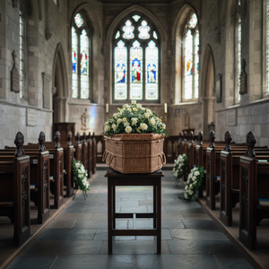 Offre Spéciale – Meilleur Prix – <span class=keywords><strong>Cercueil</strong></span> en Osier Naturel pour Crémation et Funérailles - Product Image 2