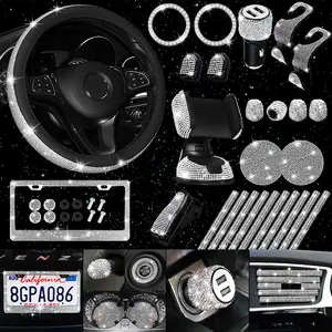 27pcs <span class=keywords><strong>Set</strong></span> Aksesoris Mobil Diamond Bling Sarung Setir, Sarung Tuas Persneling, Sarung Rem Tangan, Bantalan Sandaran Tangan, Charger Rush <span class=keywords><strong>Hilux</strong></span> Rav4 - Product Image 1