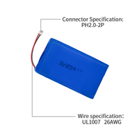 Paket Baterai UFX 105080-2P Kapasitas Tinggi 10000mAh 3.7V LiNiMnCoO2 Katoda 500 Siklus untuk Elektronik Konsumen Sel Lithium-Ion