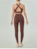 Nouvel ensemble de vêtements de sport OEM pour femme, moulant, effet push-up, pour la course, le fitness, amincissant, avec soutien-gorge de sport dos nu croisé, tenue de Pilates et de yoga
