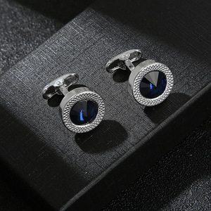 Fabricante de moda de lujo circón gemelos camisa manga botón azul negro cristal gemelos hombres gemelos para hombres - Product Image 6