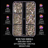 Usine en gros couleur rond Ab cristal ongles strass 3D paillettes diamant Nail Art décorations pierres