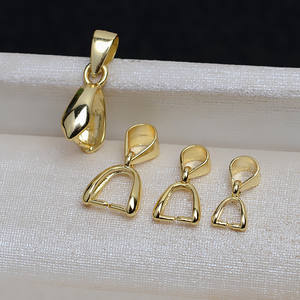 Collier pendentif à clip en argent S925, accessoire de bricolage avec base creuse baroque, fermoir en perle de jade - Composants et accessoires de bijouterie - 4088 - Product Image 1