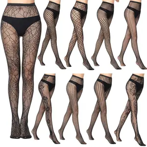 Của Phụ nữ sexy vớ đen ren xà cạp hoa Sheer Patterned pantyhose Fishnet vớ cho phụ nữ