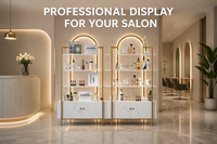 Étagère de présentation moderne à LED avec structure métallique durable pour salon de beauté, cosmétiques, soins de la peau, présentoir de vente au détail, spa, boutique, écologique