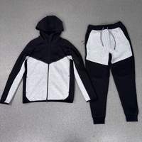 Ensemble de survêtement pour homme en molleton technique, veste à capuche zippée et pantalon de jogging, 2 pièces, style streetwear décontracté, tenue de sport