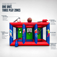 Jeu de défi sportif gonflable directement de l'usine avec des zones de baseball, de basketball et de fléchettes pour les événements et le plaisir familial