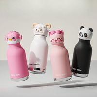 Vente en gros de gobelets isothermes pour enfants en acier inoxydable de 480 ml avec un design mignon de tête d'animal de dessin animé, portables, sans BPA, pour boissons chaudes/froides