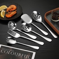 Cuillère de service publique moderne en acier inoxydable, cuillère-fourchette, cuillère à soupe – Vaisselle réutilisable et lavable au lave-vaisselle