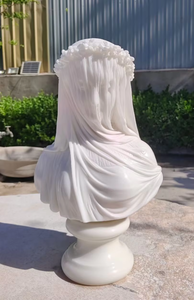Tallado a mano Diseños clásicos Piedra blanca Figura <span class=keywords><strong>de</strong></span> mármol Velado Señora <span class=keywords><strong>Mujer</strong></span> Busto Estatua <span class=keywords><strong>Escultura</strong></span> - Product Image 3