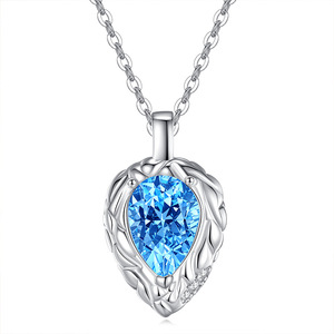 Collier pendentif en argent 925 vintage avec cristal taille poire 7*9mm, délicat, pour femme, motif goutte d'eau en relief, bijoux en pierre naturelle de créateur - Product Image 1