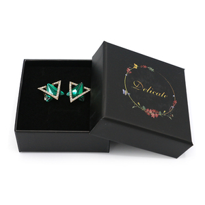 Black Jewelry Box Paper Ring Box Hot Sell Black Color Custom Logo Travel Portable Art Paper Jewelry Boxes Set Ring Pendent Box