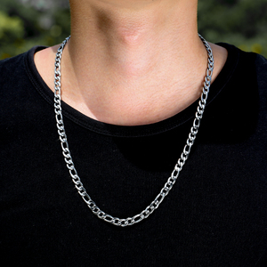 KRKC Thả Vận Chuyển 7 Mét 18-24Inch <span class=keywords><strong>Sliver</strong></span> 18K Mạ Vàng Thép Không Gỉ Miami Figaro Chuỗi Vòng Cổ - Product Image 5