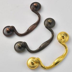 European Style <b>Cabinet</b> Door Handles Zinc Alloy Antique Bronze <b>Gold</b> 95mm Hole Spacing Durable Furniture Hardware - Product Image 1