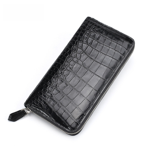 Bolso de mano de piel auténtica de cocodrilo <span class=keywords><strong>siamés</strong></span> tailandés, cartera larga informal de piel de vientre con patchwork - Product Image 1