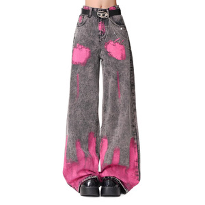 Jeans de Mujer con Estampado American Graffiti 2026, Corte Recto, Casuales y Cómodos, Pantalones Holgados - Product Image 6