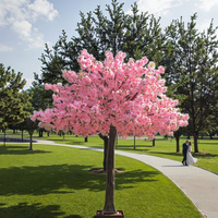 Pohon Sakura Jepang Buatan Realistis Tinggi 500cm Warna Pink, Simulasi Tinggi dari Fiberglass, Gaya Modern Mewah untuk Interior