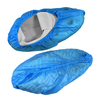 Chaussures de protection antidérapantes non tissées Allesd pour hôpital et salle blanche, surchaussures en polyester bleu avec ouverture élastique