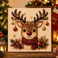 Kit d'art de peinture au diamant et perles DIY pour Noël avec cadre, décoration murale de Noël pour la maison, cadeau de peinture aux perles