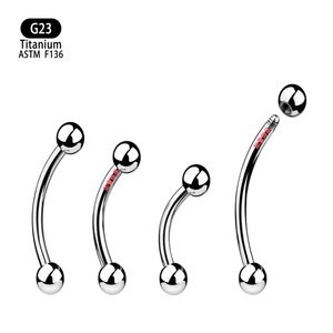 Barre de piercing incurvée en titane G23 avec extrémité sphérique, bijoux de corps unisexe, conforme à la norme ASTM F136 - Product Image 5