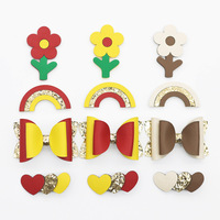 Ensemble cadeau de Noël d'accessoires pour cheveux personnalisés : Pince à cheveux, Fleur, Nœud arc-en-ciel, Accessoire de tête en cuir, Pince à cheveux mignonne en forme de nœud, Vente en gros