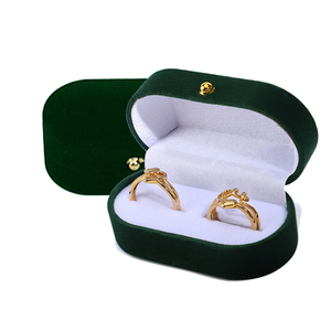 Thấp moq đồ trang sức cưới vài chiếc nhẫn 2 Hộp Nhẫn Cưới màu xanh lá cây nhung đồ trang sức đôi Hộp nhẫn - Product Image 1