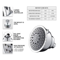 Ensemble de douche mural encastré 5 fonctions Chrome avec inverseur en T, pommeau de pluie et douchette à main pour salle de bain, maison, hôtel, villa