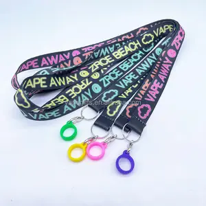 다채로운 13mm 안티-슬립 링 밴드 홀더 Lanyards 프로 모션에 대 한 핫 세일 인쇄 된 끈 실리콘 루프 키 체인 고무 반지