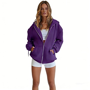 Sudadera con Capucha y Cremallera Informal de Moda para Mujer, Chaqueta Estilo Novio Básica de Otoño Invierno con Logotipo Frontal, Diseño Personalizado ODM - Product Image 2