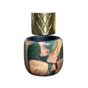Brûleur d'encens religieux artisanal en résine époxy bois de santal Royal Majestic, support d'oud fait main, décoration arabe élégante pour Ramadan et Aïd - Product Image 1