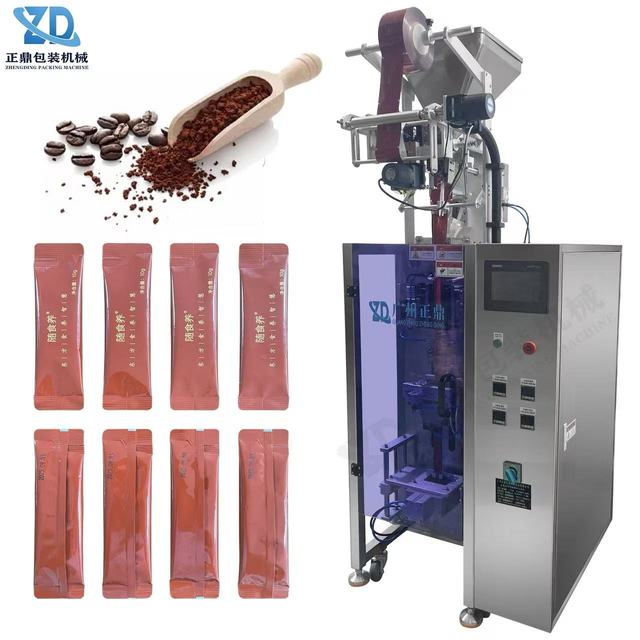 Coffee Granule Stick Sachet Packing Machine Back Seal Round Corner Servo Vertical VFFS High Speed Small Pouch Filling Sealing