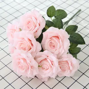 Hight Quality Artificial Rose Flower 10heads White Silk Artificial Flowers For Home Wedding Table Decoration