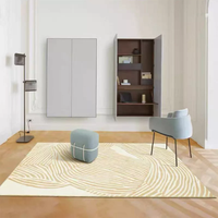 Style Machine-Made Boucle Pile Paillasson Boho Print Anti-Slip Living Room Carpet Thickness 3D Plant Printing Non-Slip Backing