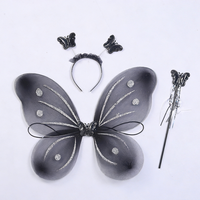 Accessoire de costume à thème pour enfants : Ensemble ailes de fée, bandeau et baguette magique en nylon, idéal pour mariage, Noël, fête, séance photo