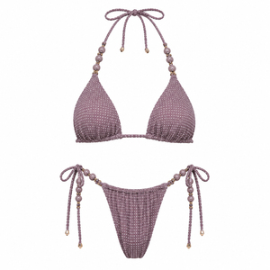 Polka Dot Triangle <b>Bikini</b> <b>Set</b> Halter Neck Beachwear V <b>String</b> Swimwear for Women - Product Image 2