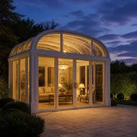 Véranda en verre en forme de tonneau, serre en aluminium personnalisée, toit en verre cintrée, portes coulissantes, enclos de jardin pour villa