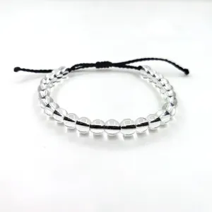Plastica riciclata Life perline di vetro trasparente braccialetto regolabile con perline braccialetto da donna oceano