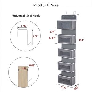 Sac de rangement suspendu personnalisable en non-tissé sérigraphié pour porte, sac de rangement multicouche suspendu pour armoire - Product Image 6