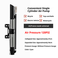 Pompe à air manuelle haute pression CNC portable pour vélo, 120 PSI, valve Presta Schrader, gonfleur de pneus pour VTT et vélo de route, en alliage d'aluminium